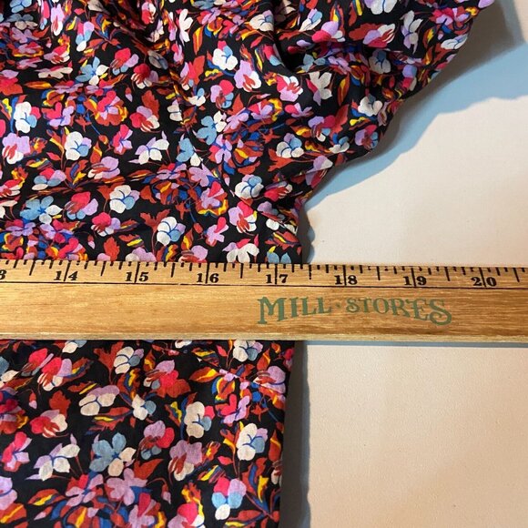 Liberty London J Crew Women 4 Floral Button Up Shirt Long Sleeve Casual Navy Top - Picture 8 of 10